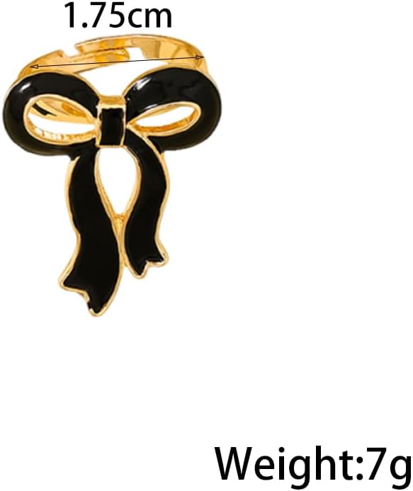 GIGB PBDK 14K Gold Enamel Ribbon Bow Ring for Women Trendy Red Dripping Oil Bowknot Knuckle Statement Ring Classic Unique Bow Finger Ring Valentine's Day Gift - Image 3