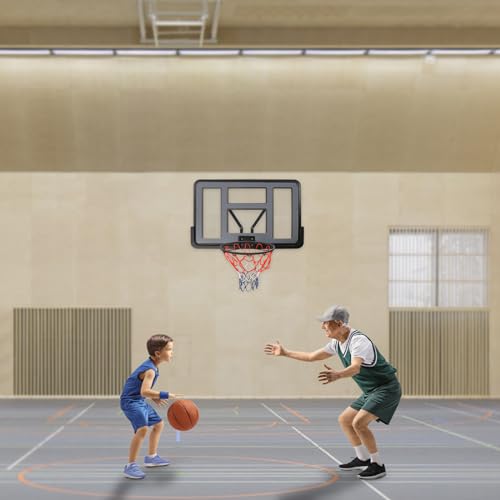 BuufuS Lifetime Performance PET Backboard Rim Combo,Wall Mounted Backboard Rim Combo Kit Hoops with Goals Horn Bracket for Indoor Outdoor Basketball Replacement Parts(Rim Diameter 18inch)