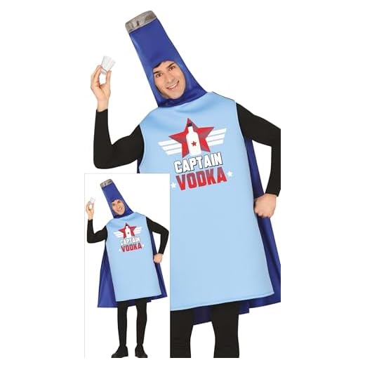FIESTAS GUIRCA Disfraz Capitán Vodka - Botella de Vodka Disfraz Divertido para Hombre - Disfraz de Despedida de Soltero Hombre Talla L