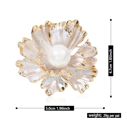 Image of GBAHFY Crystal Pearl Flower Brooches Pins Fashion Beautiful Created Floral Brooch Good Idea for Party Dance Wedding Banquet for Elegant Women