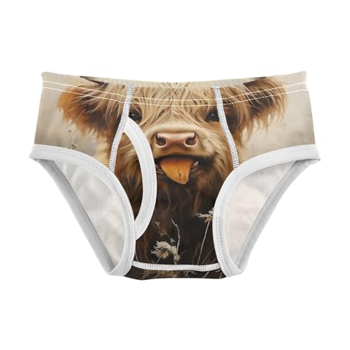 ODAWA Highland Cow Rustic Cotton Toddler Underwear, 2T Underwear