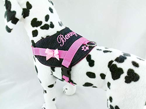 Hundegeschirr S M L XL XXL Brustgeschirr Name bestickt Jeans Rosa für kleine mittelgröße und große Hunde mehrere Farben