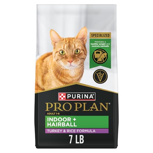 Purina Pro Plan Hairball Management, Indoor Cat Food, Turkey and Rice Formula - 7 lb. Bag