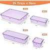 SpaceHacks 25 PCS Plastic Drawer Organizer Set, 4-Size Versatile Organizer Trays & storage Bins for Makeup, Jewelry, and Gadgets in Bathroom, Bedroom and Office,Clear Purple