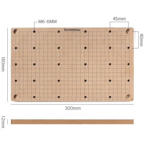 Genmitsu CNC MDF Grid Spoilboard for 3018-PROVer V2 CNC Router Machine, 300 x 180 x 12mm (11-4/5''x 7''x 1/2''), M6 Holes (6mm), Screws are Included