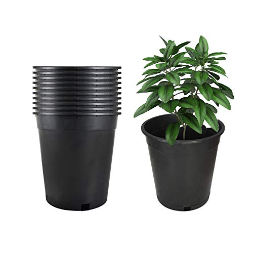 10-Pack 5 Gallon Premium Black Nursery Pot Plant Container Garden Planter Pots (5 Gallon)