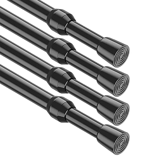 Image of MEXAU 4Pack Spring Tension Curtain Rod 26-39 inch Black Small Tension Rod