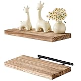 Rsuwiz Floating Shelves for Wall Set of 2, Rustic Paulownia Wood Wall Mounted Shelves for Bedroom, Living Room, Kitchen Hanging Display Shelf, 16x6 inches