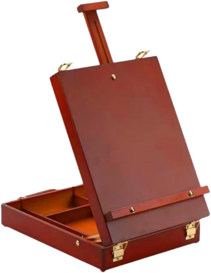 TAYTHI イーゼルデスクイーゼル木製卓上イーゼルデスクトップイーゼルスケッチ画像ボックススケッチイーゼル (レッドウォールナット