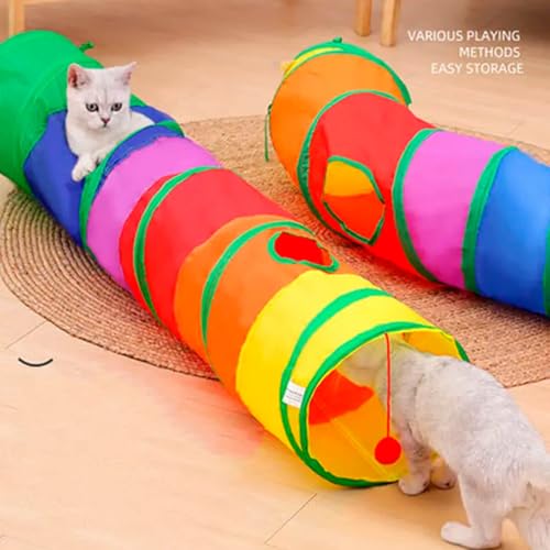 Brinquedo Interativo Túnel Colorido c/Bolinha Para Gatos