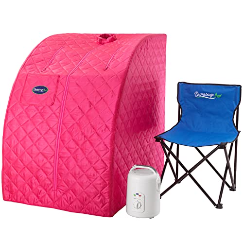 Image of Durasage Portable Steam Sauna for Home Use - Foldable Full Body Personal Spa Tent with 800W Steam Generator, 60-Min Timer, Chair Included, Lightweight Design