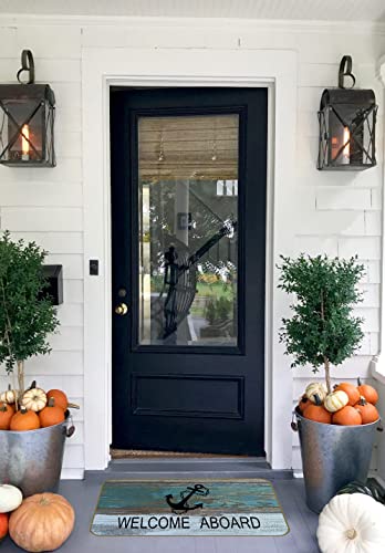 Uinhmop 17''×30'' Vintage Welcome Aboard Decorative Doormat,Rustic Nautical Anchor Navigation Floor Mats,Farmhouse Decor For Home Room Beach House Porch Outdoor Indoor,Sea Lovers Gift #TOP1