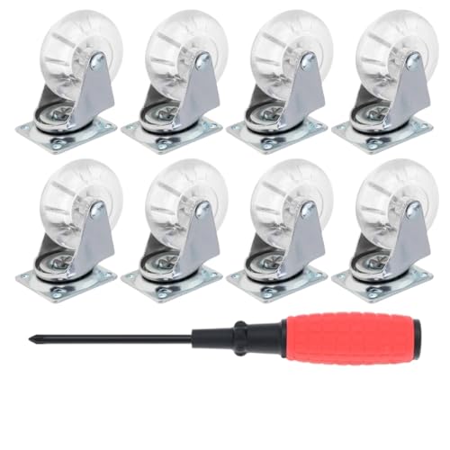 Roulettes pour meubles en cristal pivotantes 5 cm haute résistance avec vis