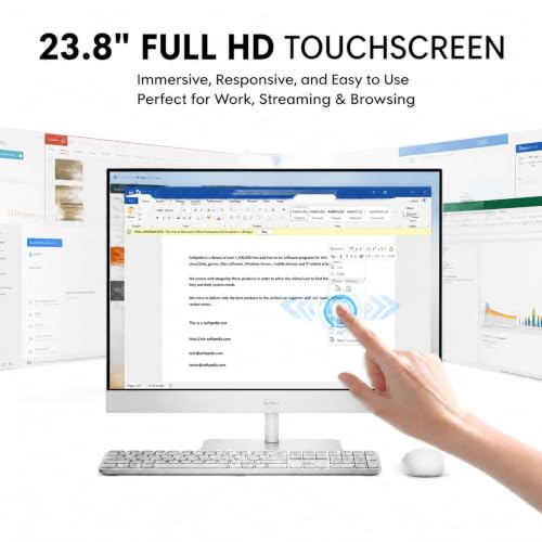 Image of Dell 24 All-in-One Desktop Computer, 23.8 inch FHD Touchscreen Display, 16GB DDR5 RAM, 1TB SSD, Intel Core Ultra 7 355, Windows 11 Pro, WiFi 7, Copilot+ AI PC, Wireless Keyboard & Mouse