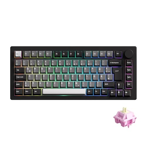 MONSGEEK M1 V5 VIA Gaming-Tastatur, schwarz-Silberne Tri-Mode-Tastatur, RGB, ISO-DE/Nordisch/UK-Layout (Cilantro-Schalter)