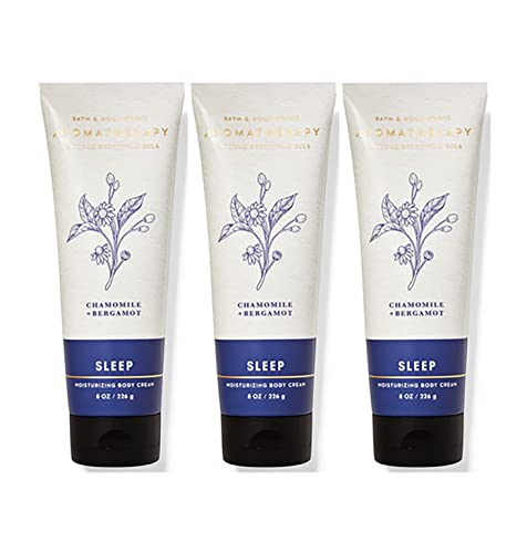 Bath & Body Works Aromatherapy Body Cream with Natural Essential Oils, 8 oz each - 3 Pack (Chamomile + Bergamot)