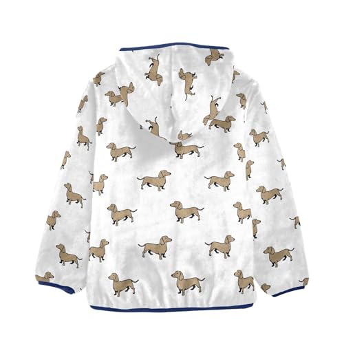 Dachshund Dog Toddler Fleece Jacket Baby Boys Hooded Zipper Long Sleeve Thick Warm Outerwear 3-10 Years2