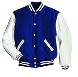 Windhound Original College Jacke blau mit weißen Echtleder Ärmel L
