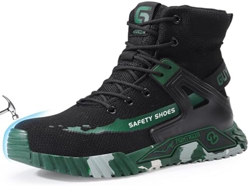 Steel Toe Shoes for Men Work Safety Shoes Industrial Construction Shoes Mid Cut Industrial Boot Work Sneakers Comfortable Lightweight Safety Shoes for Work