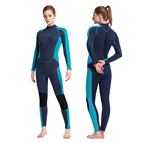 Vofiw Womens Wetsuit 3mm Neoprene Wetsuits Full Body Diving Suits Back Zipper Wet Suits for Snorkeling Surfing Rafting (Large, Womens Black)