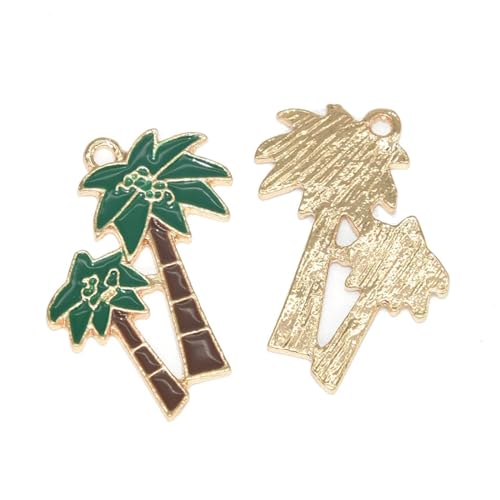 Breloques cocotier style hawaïen pendentif alliage doré pour fabrication bijoux DIY