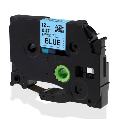 12mm���~�l�[�g���x�����{��TZE231 TZE131 TZE631 PT-H100 PT-H110 D600 710BT���x�����[�J�[�e�[�v�ƌ݊���(Black on blue)