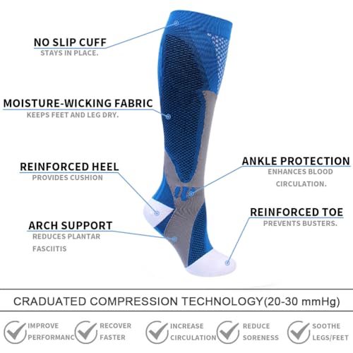Double Couple 5 Pairs Wide Calf Compression Socks for Men Women Extra Plus Size Knee High Support3