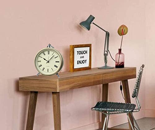 Maxspace Golden Desk Clock, Retro Vintage Non-Ticking Battery Operated Small Alarm Clock, Quartz Movement Hd Glass Metal Silent Table Clock For Bedroom Living Room Indoor Decoration Kids #TOP4