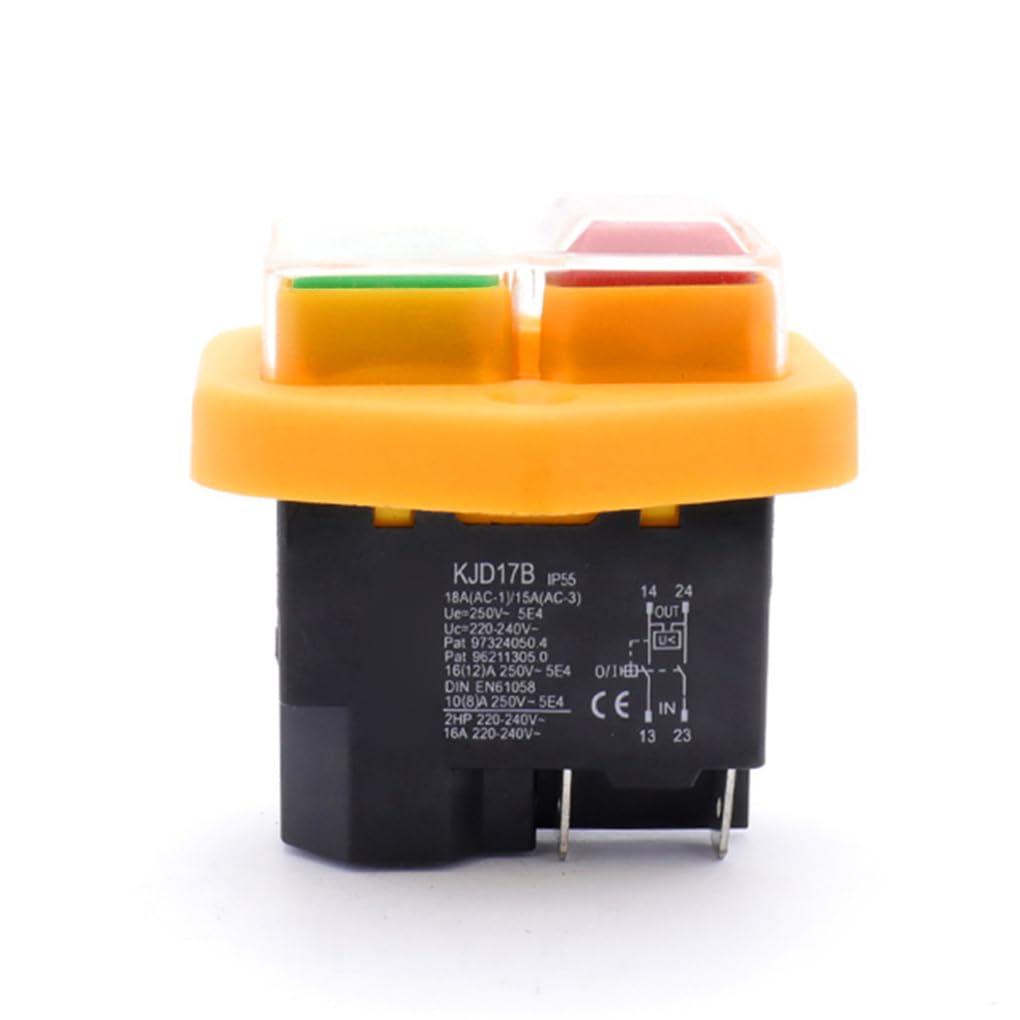 Interrupteur à bouton KJD17B, Compact et efficace, avec interrupteur pour outils électriques étanche en plastique et en métal, peut remplacer l'interrupteur à bouton