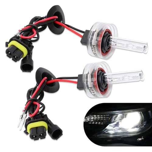 Yumfugu 2 PCS H11 HID Xenon Bulbs 6000K White Xenon Bulb Replacement, 35W 3200LM HID Light with Stents Base for Car Xenon Bulbs High Low Beam Bulb