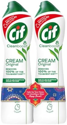 Cif Original Multipurpose Surface Cleaner Cream for Kitchen & Bathroom, Ocean Breeze Scent, 100% Dirt Removal with Natural Cleaning Particles, 2x500ml
