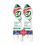 Cif Crema limpiadora de superficies multiusos original para cocina y baño, aroma Ocean Breeze, 100% eliminación de suciedad con partículas de limpieza naturales, 2 x 500 ml