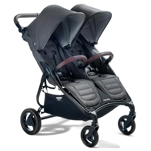 Valco Baby - Trend Duo Side by Side Double Stroller - Side by Side Double Stroller for Newborn and Toddler - Easy Compact Fold, Multi-Position Recline, Large Canopy Infant Twin Stroller (Charcoal)