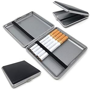 Sigarettenetui zwart in lederlook voor 20 filtersigaretten sigarettenbox etui box compact geschikt voor hand-, broek- en hemdtassen