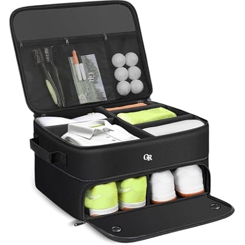 Odor-Absorbing 2-Layer Large Golf Trunk Organizer with Activated Carbon Fabric - Water-Resistant Golf Shoe Bag for Shoes Balls Tees Clothes Gloves Golf Accessories, Fathers Day Dad Gifts for Men Cover