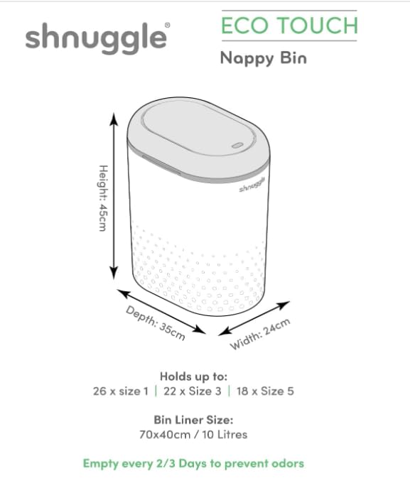 Shnuggle Eco-Touch Baby Diaper Pail with Eco-Friendly Bin Liners - Traps Odours, Germs & Bacteria - Taupe by Shnuggle - Used condition - Image 4