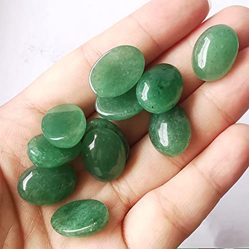 Manekieko 7 Pcs Natural Green Aventurine Oval Cabochons Flatback Crystal Stone Gemstones Beads for Jewelry Making DIY,18x13mm - Image 2
