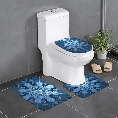 Tapis de bain séchage rapide et antidérapant bleu lot de 3 - 2