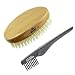 Kent MC4 5" Gentleman's Cherrywood Travel Size Oval Military Men Hairbrush. Pure White 1/2" Bristle+ Kent LPC2 Hair Brush Cleaner. Best Hair Care Kit for Men, 360 Wave Brush (MC4+LPC2)