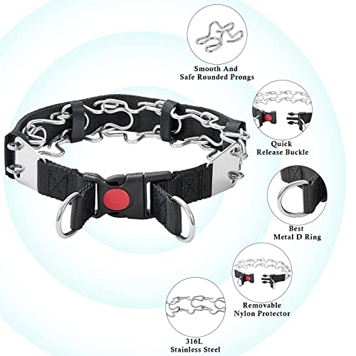 Silver Dog Chain Pinch Links Dog Training Prong Collars, Adjustable Steel Heavy Duty Strong Wide Large Dog Pinch Comfortable Collar With Quick Release Buckle For Medium Large Dogs (With Tool) #TOP2