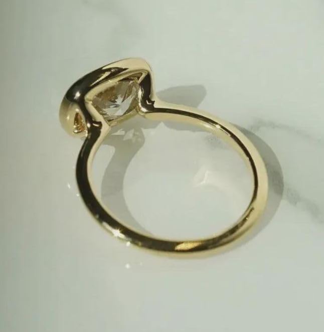 2.5CT Elongated Cushion Cut East West Bezel Set Ring, 14K Gold Plated Ring Cushion Cut East West Solitaire Ring, Minimalist Modern Engagement Ring,Gifted For Her,Size 3-12.