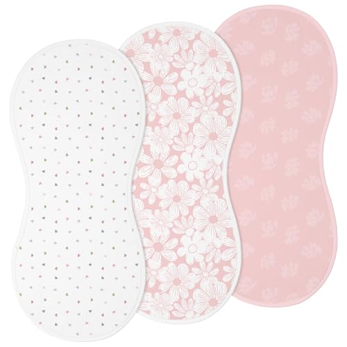 Image of Hahafelt 3 Pcs Changing Pad Liners Fits in Peanut Shape Changing Pad Waterproof Diaper Mats Organic Cotton Peanut Mats are Warm on Baby's Back, Washable Reusable(Cute Style,Pink)