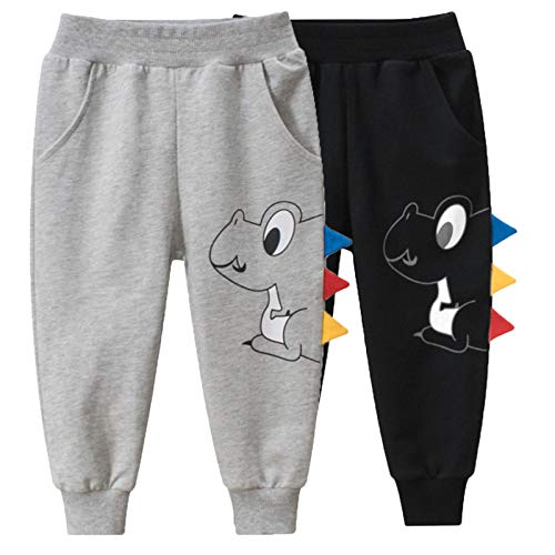 Image of HILEELANG Toddler Boy Sweatpants Kids Sport Jogger Cotton Casual Active Playwear Sweats Pants 2-Pack