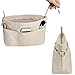 HyFanStr Purse Organizer Insert with Zipped Top for Tote Bag, Handbag Shaper with 13 Pockets, Beige L