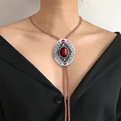 Image of Btilasif Bolo Tie Brown for Men, Scorpion Luminous Stone Cowboy Tie Western Leather Necktie Necklace for Women