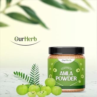 OurHerb Pure & Natural Amla (Indian Gooseberry) Powder for Health, Skin & Hair with Wooden Spoon - 200g | 7 Oz