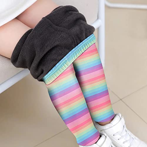 Kids Girls Fleece Lined Leggings Fall Warm Thick Stretchy Pants Toddler Slim Printing Ankle Length Footless Tights3