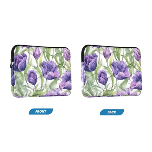 Funda para portátil 13-14 pulgadas color morado con tulipanes miniatura 2