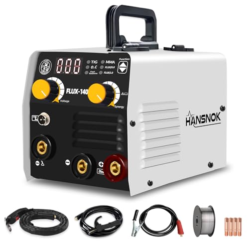 Image of HANSNOK 130Amp Portable Gasless MIG Welder,110V Flux Core MIG/Lift TIG/Stick 3-in-1 Welding Machine IGBT Inverter Welder FLUX-140(110V)