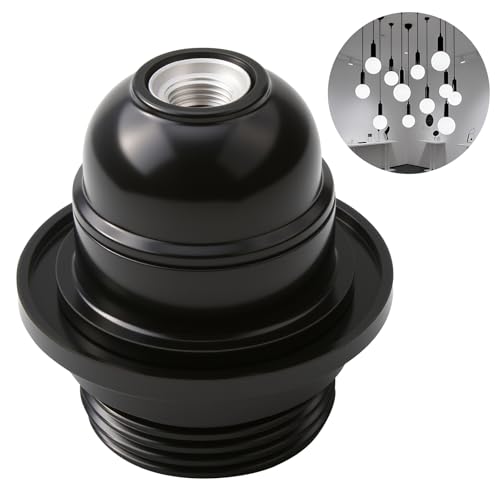 Edison Screw ES E27 Lamp Holder Bulb Pendant Socket Black Bakelite Lamp Holders Shade Ring E27 Screw Lampholder with 10mm Threaded Entry for Table Ceiling Pendant Light Fitting Parts - Image 4